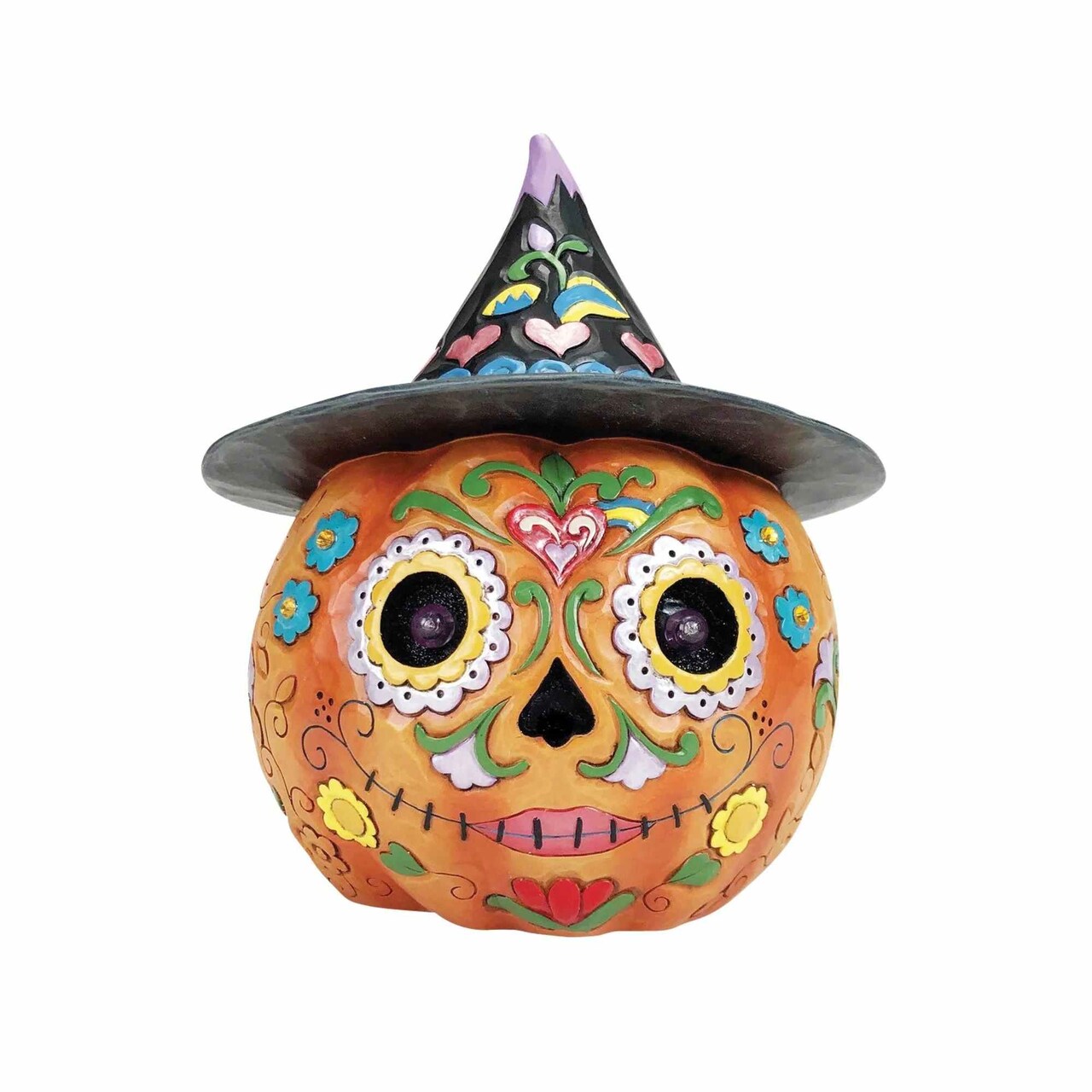 Jim Shore 8.5 Inch All Hallow's Harvest Halloween Figurine , Lighted Halloween Decor Halloween Led Pumpkin Witch Hat